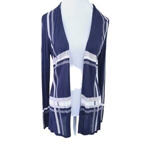 NEW Charter Club Lightweight Cardigan Sweater Petite Medium PM Navy Windowpane